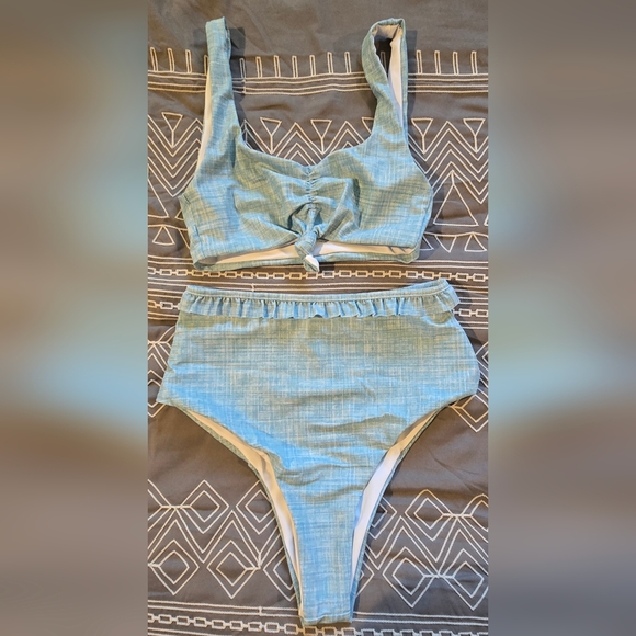 la porte Other - La Porte High Waisted Blue And White Bikini Size Small